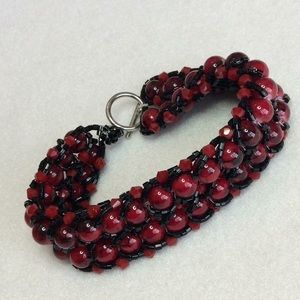FINAL SALE PRICE Red & Black Designer Handmade Red/Black Bracelet